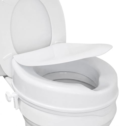 HealthSmart Locking Raised Toilet Seat Riser, Fits Round and Elongated
