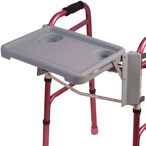 DMI Walker Tray, Rollator Tray with Two Cup Holders, Fits Most Standard Walkers