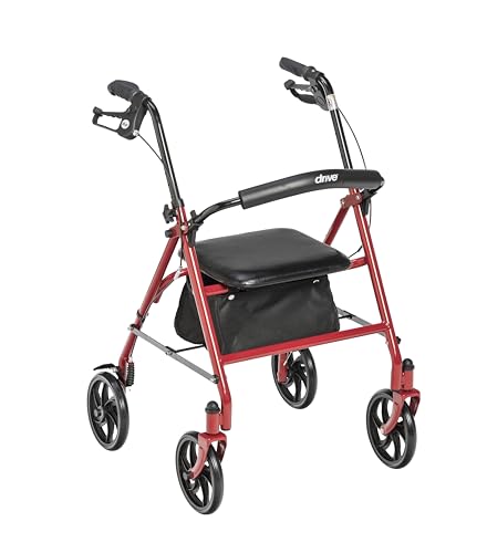 Drive Medical Rollator Walker with Seat, 7.5 Inch Wheels
